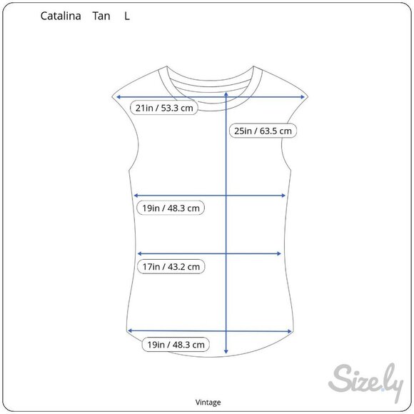 Catalina Vintage 60s 70s Womens Tan Sailor Collar Sleeveless Nautical Shirt L - Picture 7 of 7